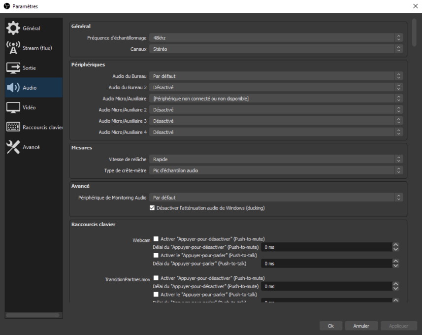 obs menu audio