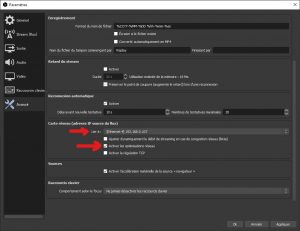 forcer la carte réseau sur obs ipv4