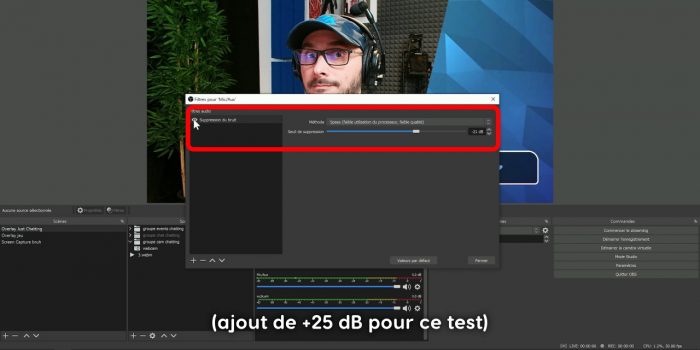 filtre suppression de bruit sur obs