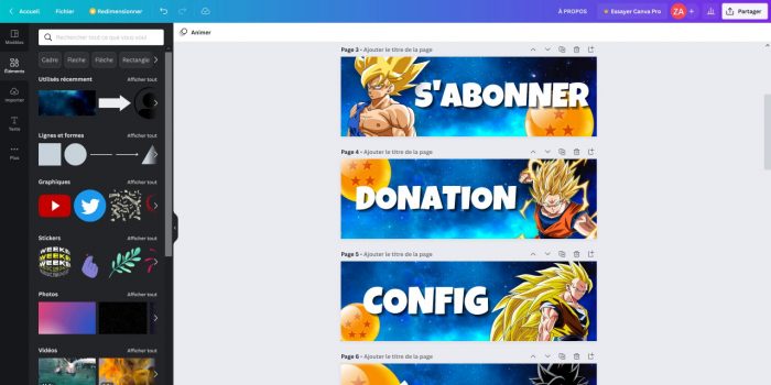 canva créer des panneaux twitch