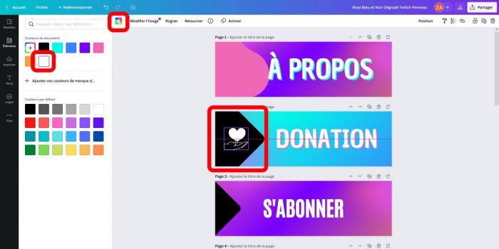 canva panneau twitch personnaliser