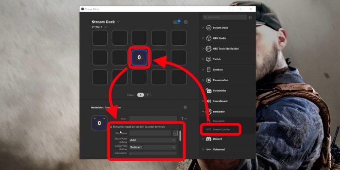 stream deck action stream counter