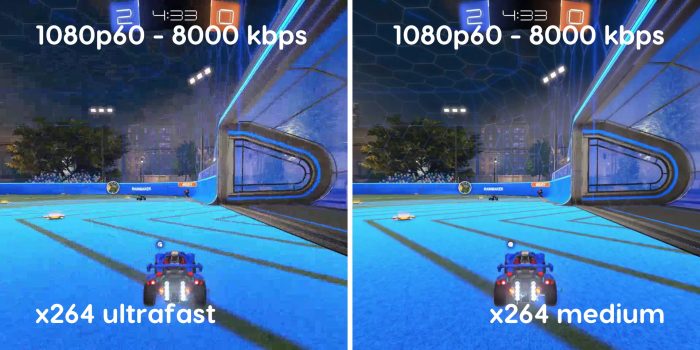 encodage x264 ultrafast vs medium