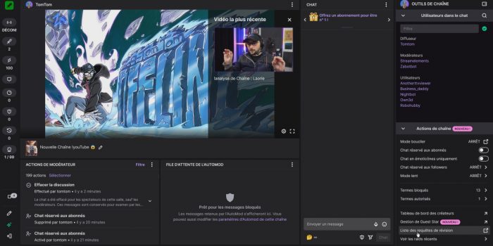 twitch affichage modérateur