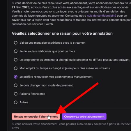 annuler un abonnement twitch 3