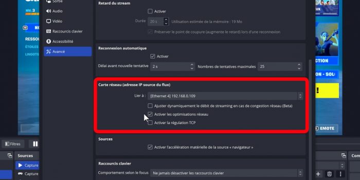 esport obs carte réseau