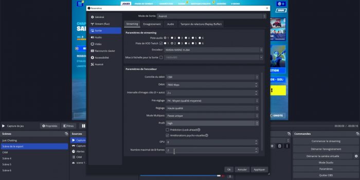 esport obs réglages encodeur