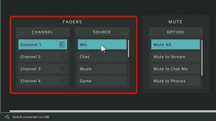 goxlr mixer faders