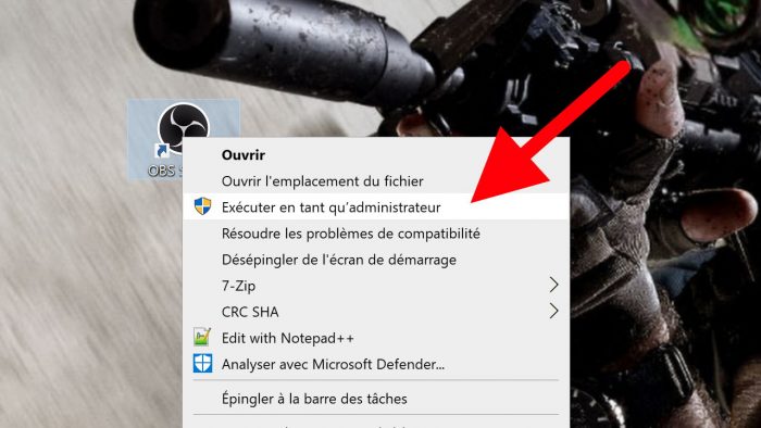 obs studio mode administrateur