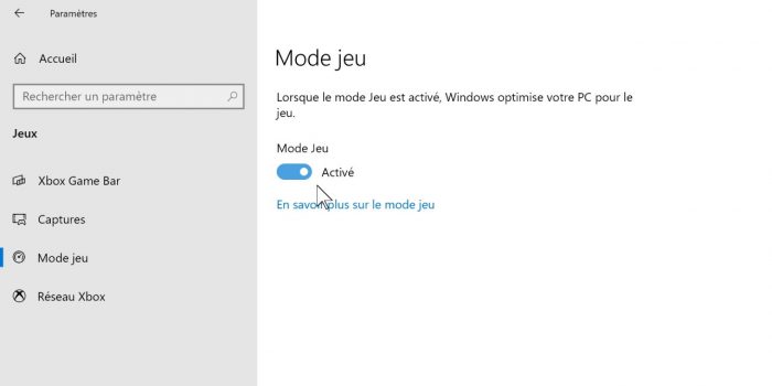 windows mode jeu