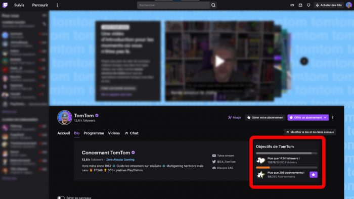 twitch objectifs dans la bio