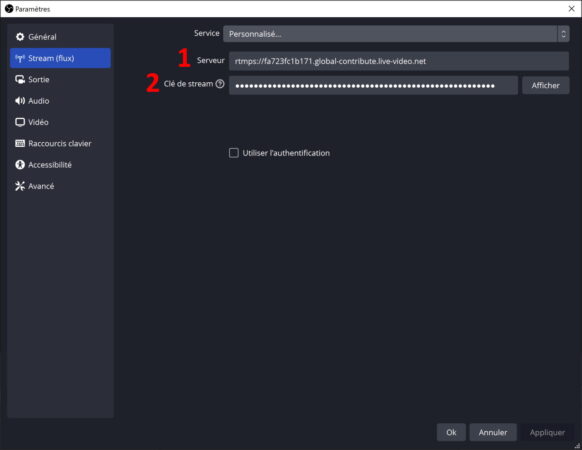 obs menu stream serveur personnalisé