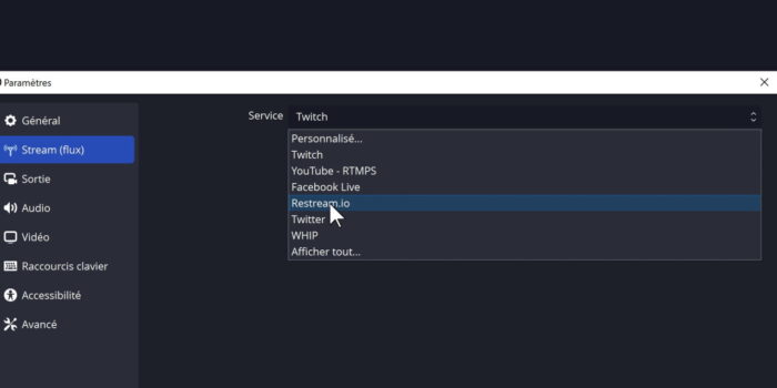 restream liaison sur obs studio