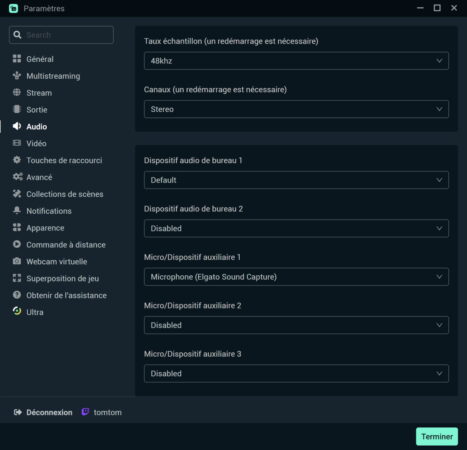 streamlabs desktop menu audio