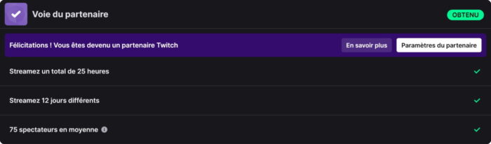 twitch succès voie du partenaire