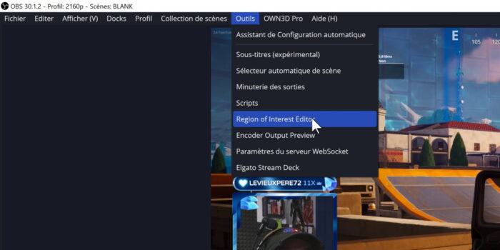 obs menu outils roi editor