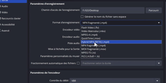 obs 30.2 mp4 hybride