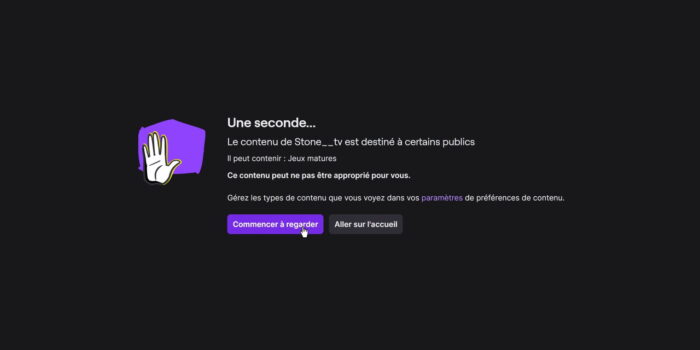 twitch avertissement contenu sensible