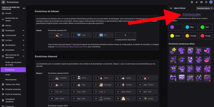 twitch émoticônes par défaut