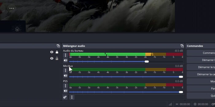 obs studio aperçu mélangeur audio