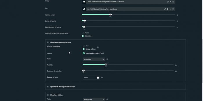 streamlabs alerte abonnés message de resub
