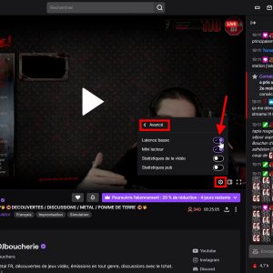 activer la latence basse sur le player twitch