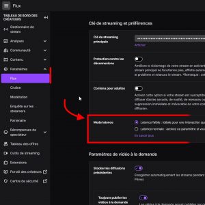 activer la latence faible sur sa chaîne twitch