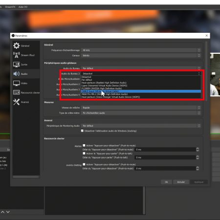 cable audio virtuel audio du bureau 2 sur obs