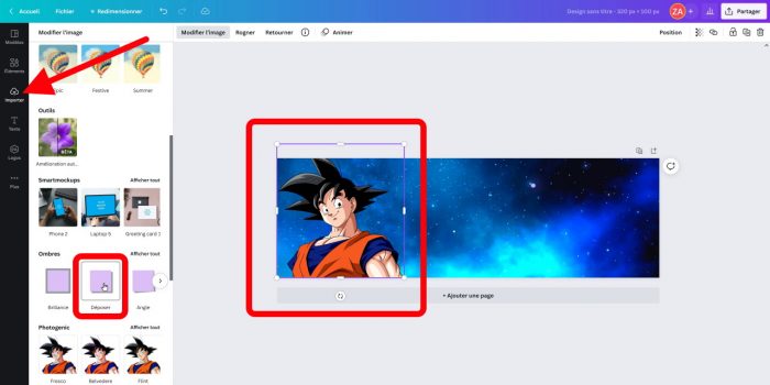 canva créer un panneau ajouter une image