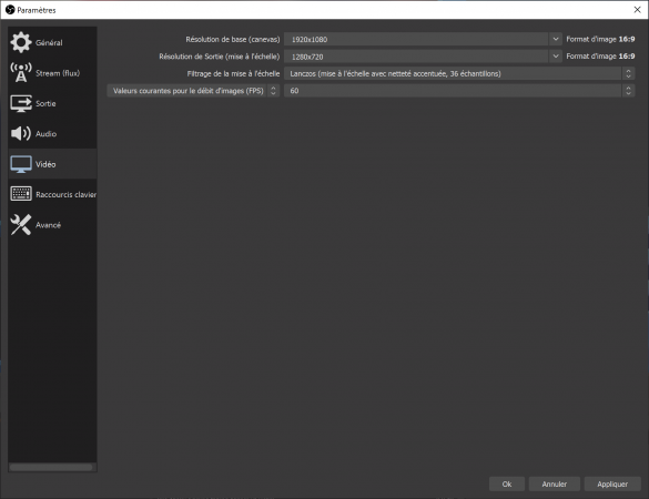obs 2022 menu vidéo