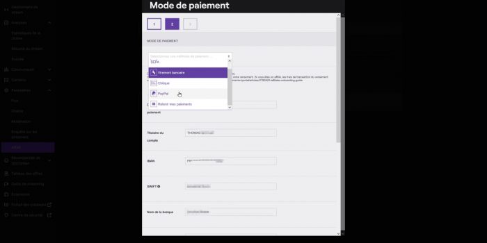 twitch configuration des paiements 2