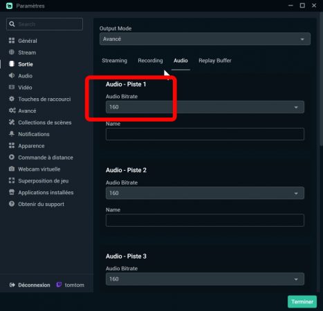 streamlabs desktop menu sortie onglet audio