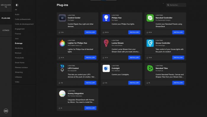 stream deck plugins lumières connectées