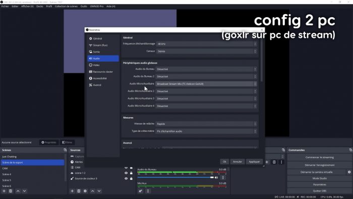 obs config 2 pc (goxlr sur pc de stream)