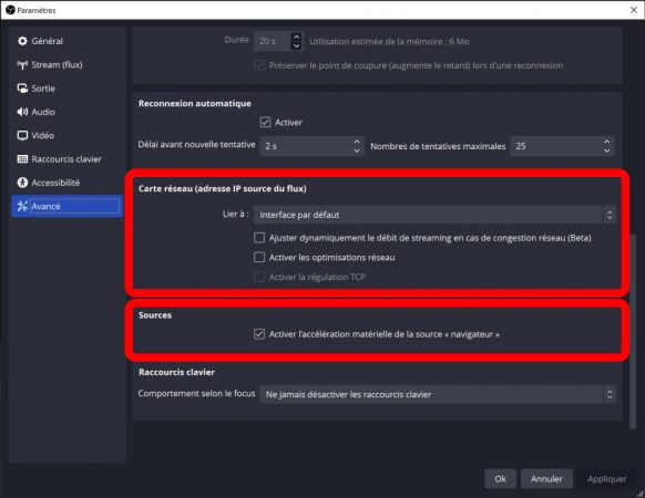 obs studio menu avancé options intéressantes