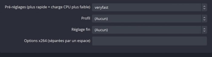 obs studio menu sortie paramètres encodeur 2