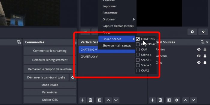 obs vertical plugin ajouter une scène