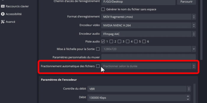 obs fractionnement des enregistrements