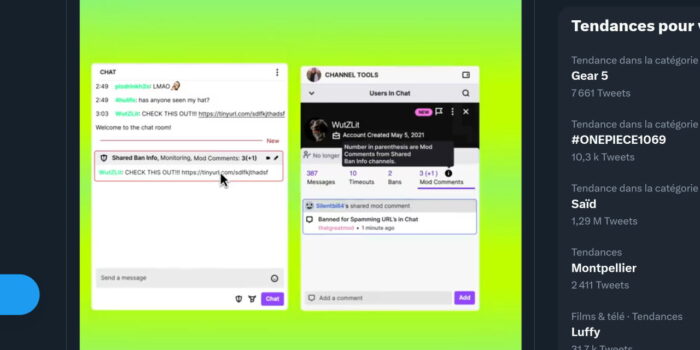 twitch commentaires modérateurs partagés