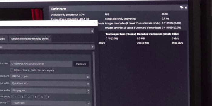 pc de stream av1 réglages obs résultat test av1