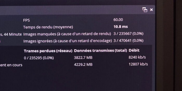 pc de stream av1 réglages obs résultat test combiné