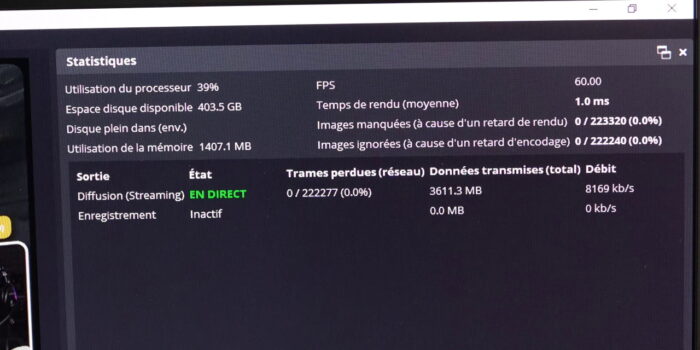 pc de stream av1 réglages obs résultat test x264 medium