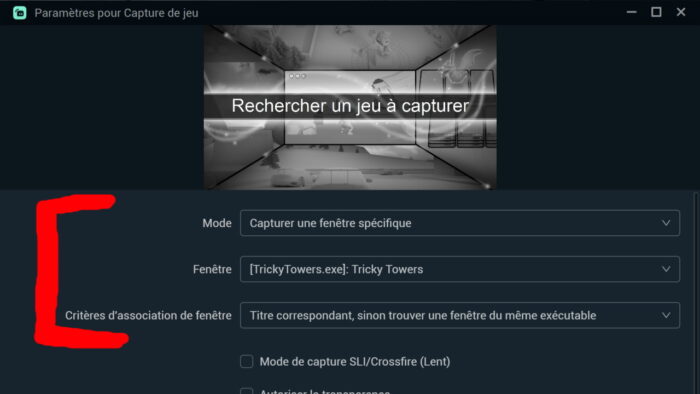 streamlabs changer mode de capture de jeu