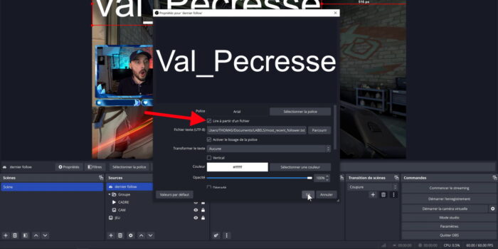 obs source texte lire à partir d'un fichier
