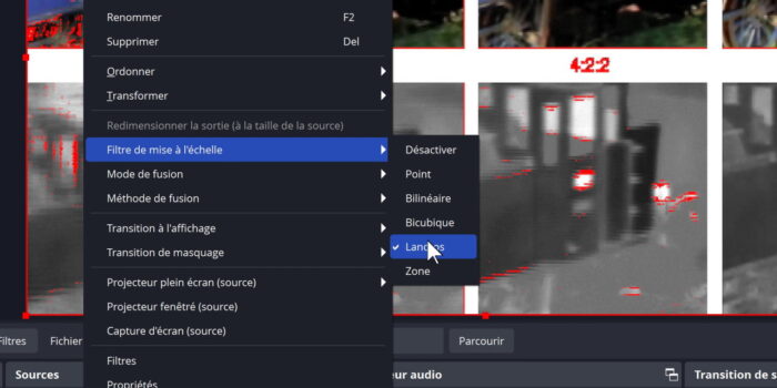 obs filtrage de mise à l'échelle sur une source