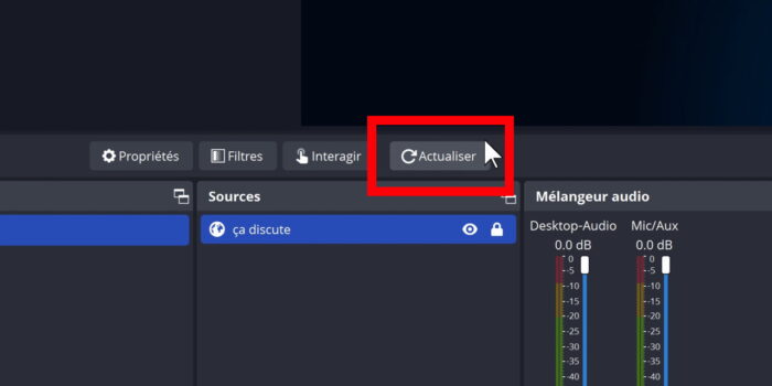 obs studio actualiser une source navigateur