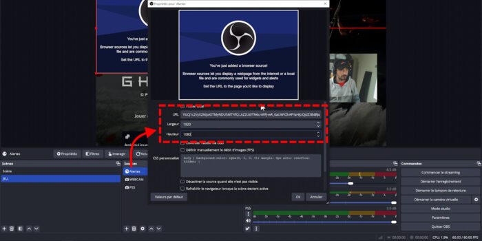 obs ajouter des alertes dans une source navigateur