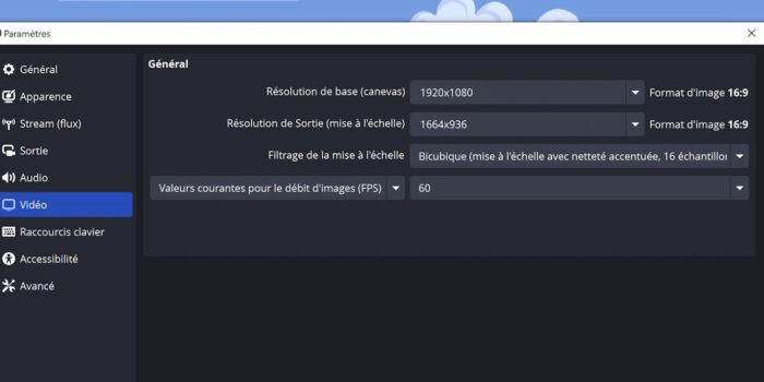 obs réglages vidéo pour overlay own3d pro