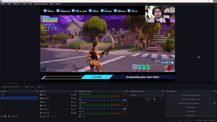obs studio exemple de scène avec capture ultrawide