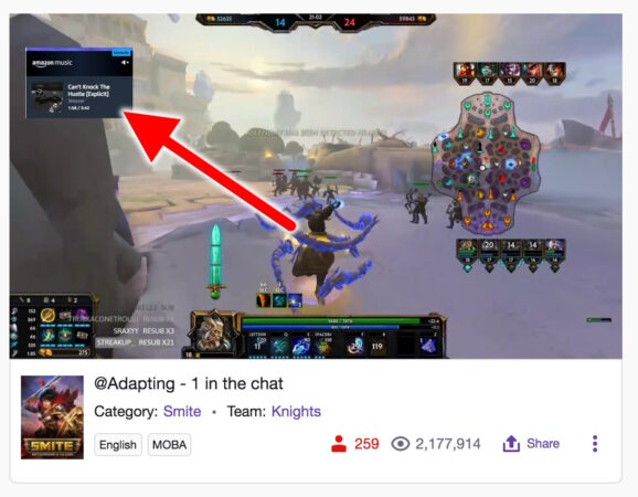twitch extension amazon music aperçu sur overlay